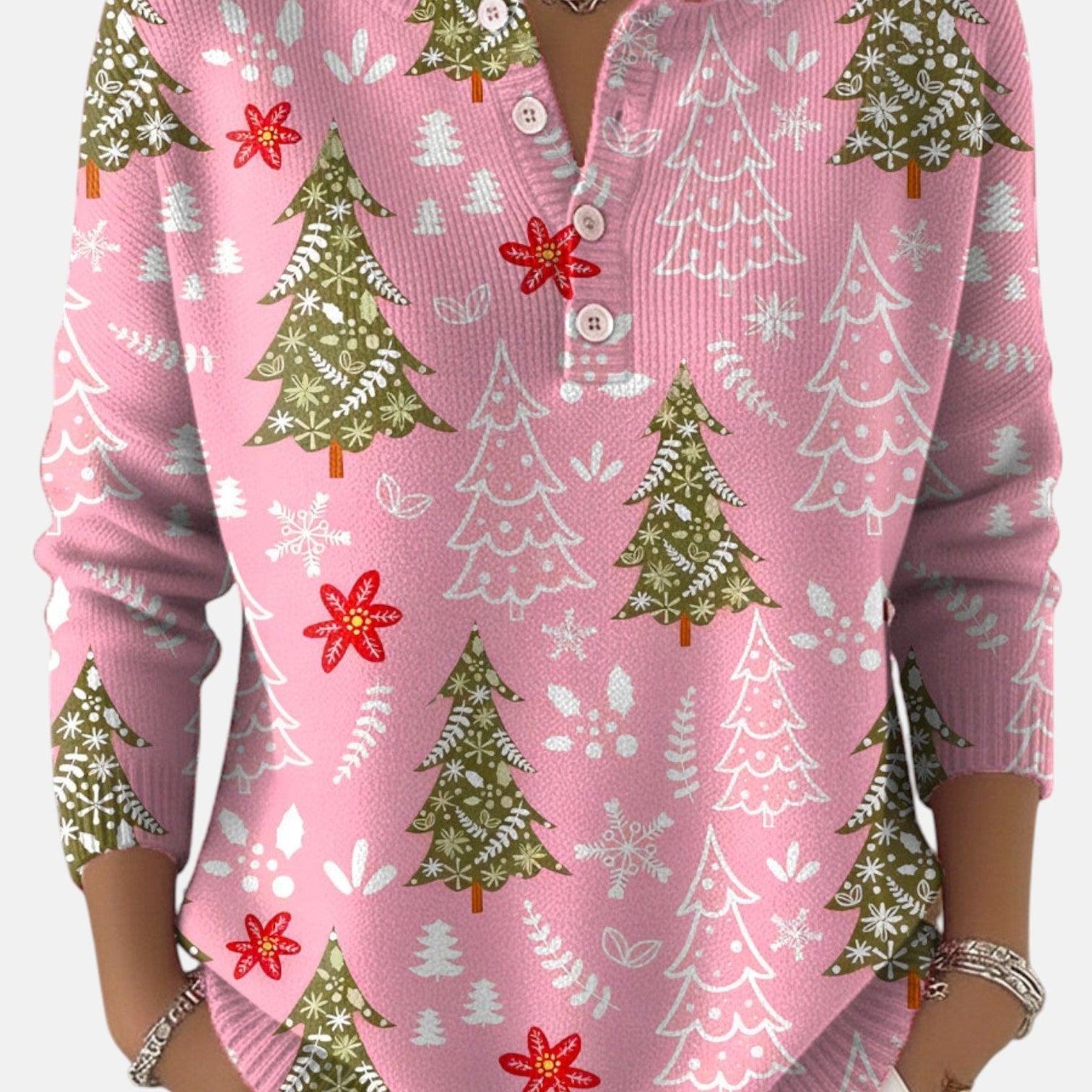 Sofie - Pulover Festiv de Crăciun cu Butoane