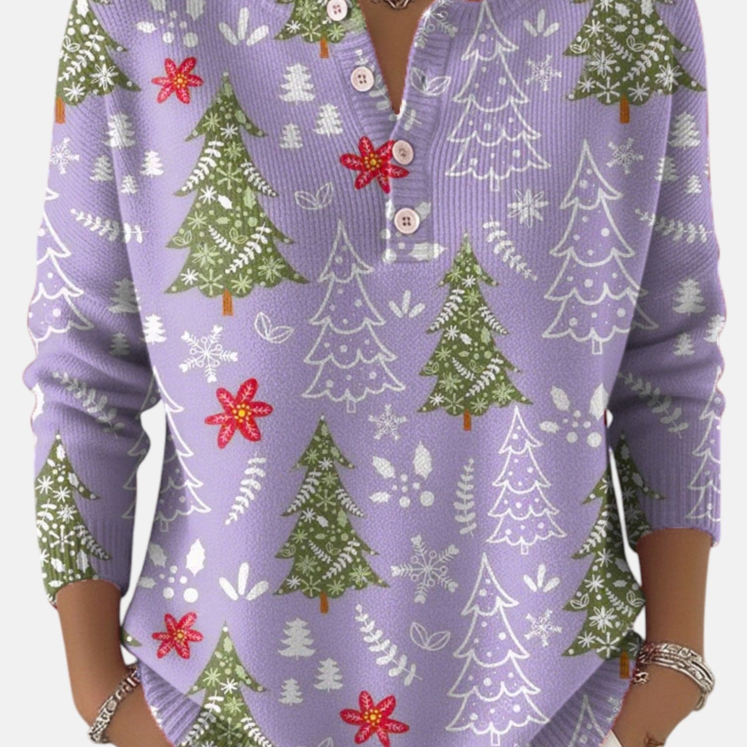 Sofie - Pulover Festiv de Crăciun cu Butoane