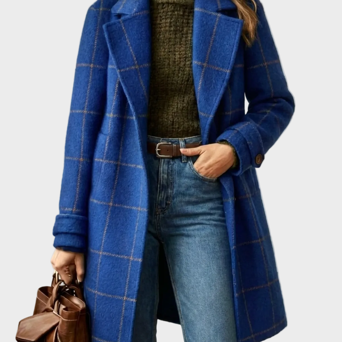 Arvae - Palton Lung din Lână cu Carouri