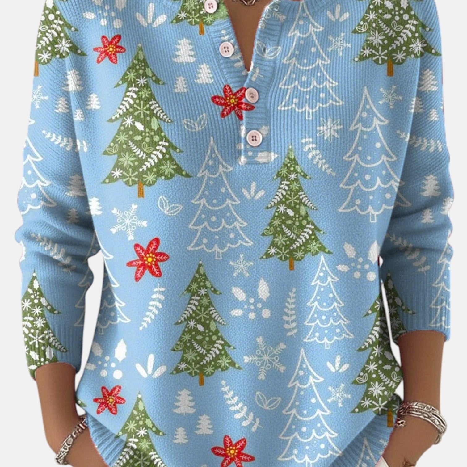 Sofie - Pulover Festiv de Crăciun cu Butoane