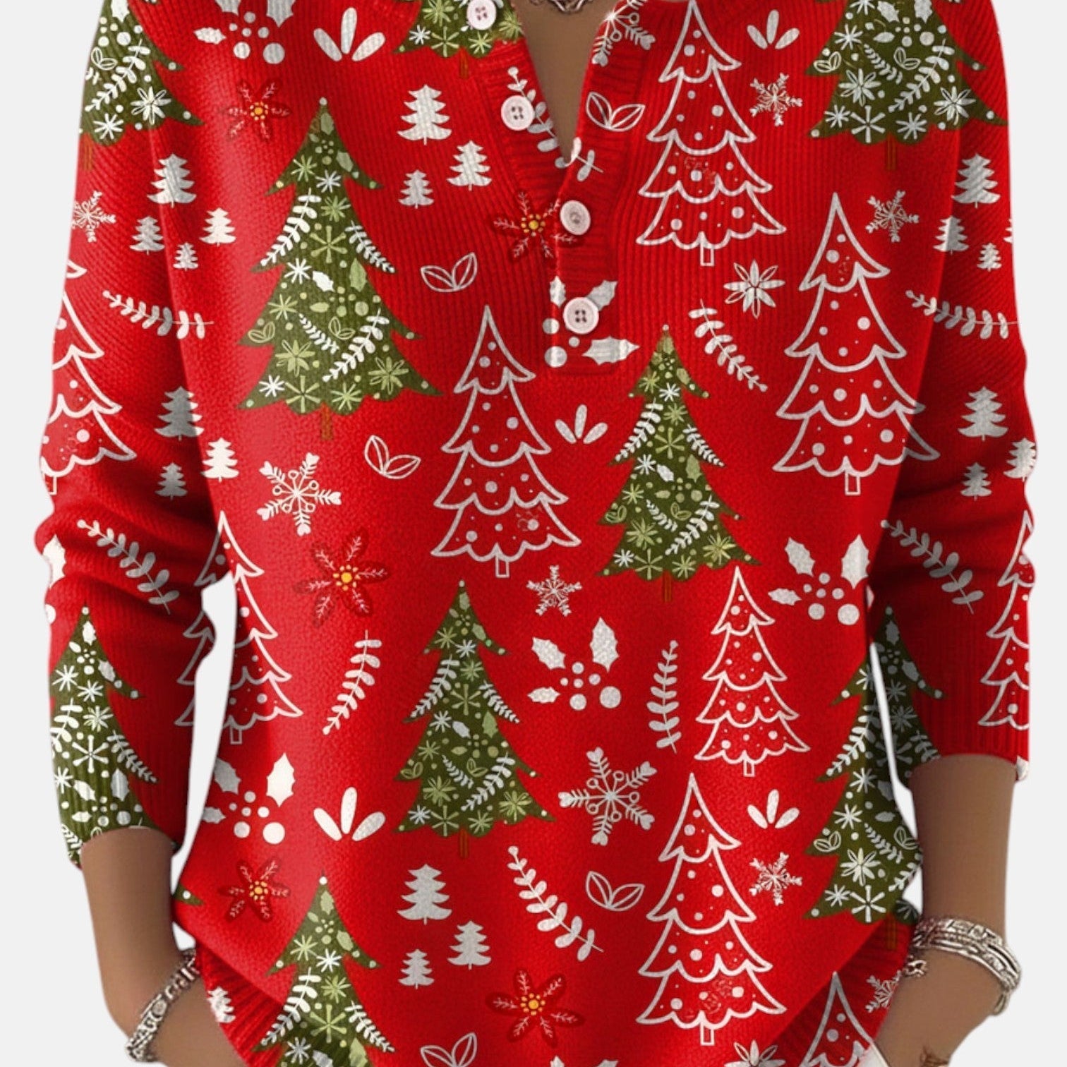 Sofie - Pulover Festiv de Crăciun cu Butoane